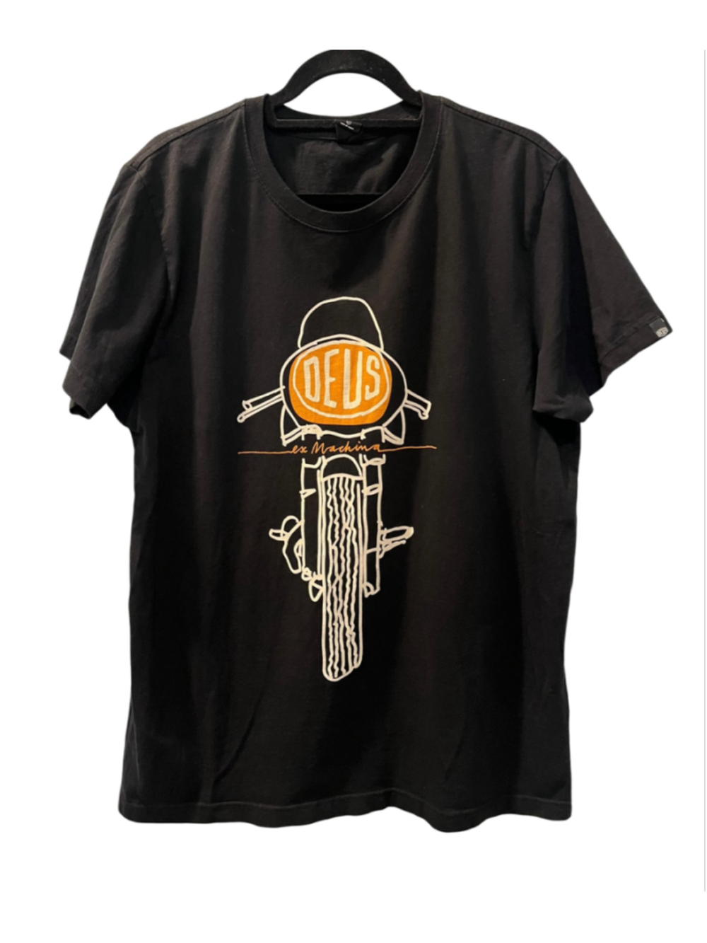Deus Ex Machina Men's Black Frontal Matchless Motorcycle Graphic T-Shirt Large